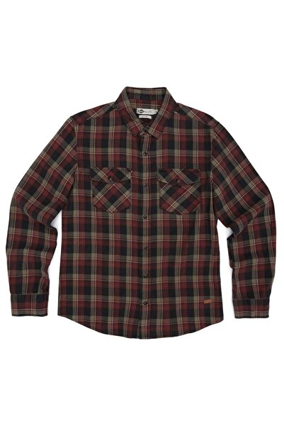 Lee Cooper Leonel Erkek %100 Pamuk Dokuma Gömlek Lacivert-Bordo Ekoseli