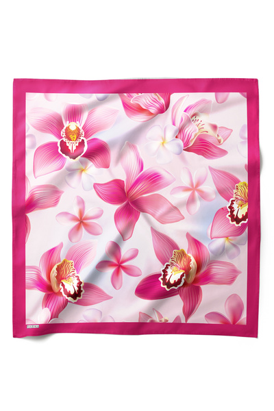 HAWWA وشاح من قماش الباندانا بنمط الأوركيد الوردي