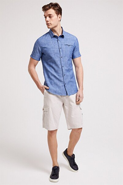 Lee Cooper قميص لوردي للرجال باللون النيلي