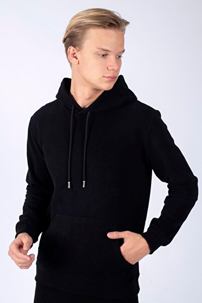 Lee Cooper سويت شيرت رجالي زيبرار أسود