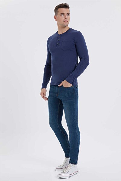 Lee Cooper سويت شيرت رجالي من Faris برقبة دائرية وأزرق داكن 201 LCM241092