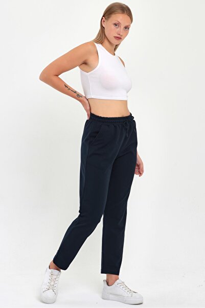 mmetalic Pantaloni de sport de damă bleumarin clasici cu buzunar