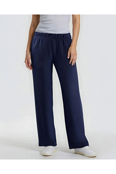 Hiccup Modal Textured Elastic Waist Straight Leg Trousers Berşan Collection