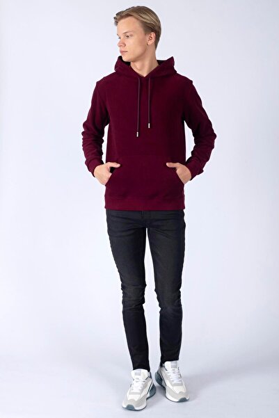 Lee Cooper سويت شيرت رجالي من Zebrar - أحمر كلاريت