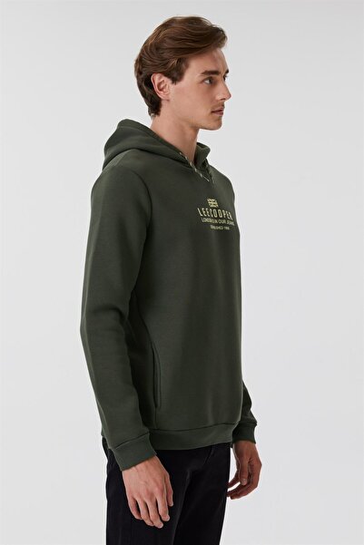 Lee Cooper سويت شيرت بغطاء للرأس للرجال من Faust باللون الكاكي