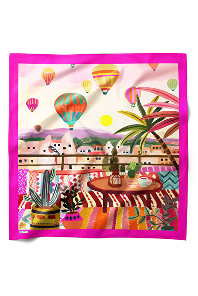 HAWWA Kapadokya Manzaralı Desenli Bandana Fular