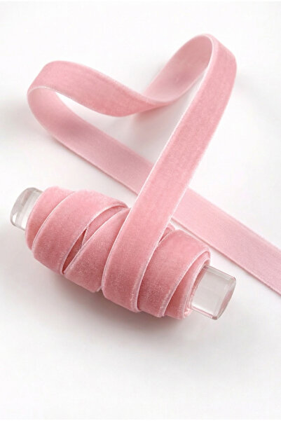 ZEYMERADE Bebe Pembe Kadife Kurdele 1cm 5mt, Gelin, Damat, Bohça, Nişan, Çeyi...