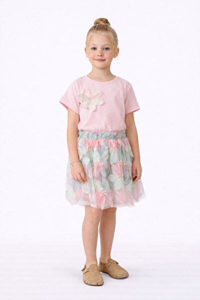 RAPAPA Flower Pattern Skirted Girl's Bottom Top Suit 2535P