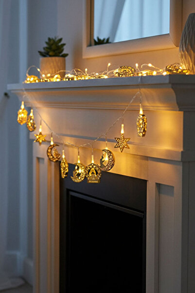 Coverzone 10 Lu 2 Metre Pilli Led Ramazan Kandil Temalı Süs Dekorasyon Gün Iş...