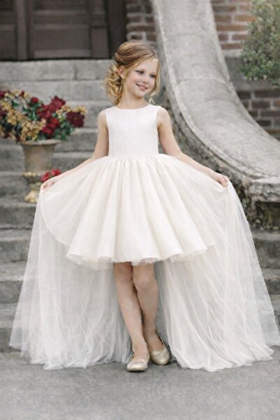 SUNEH Κοριτσίστικο φόρεμα με κοντό μπροστινό μέρος και μακριά ουρά, λεπτομερέ...