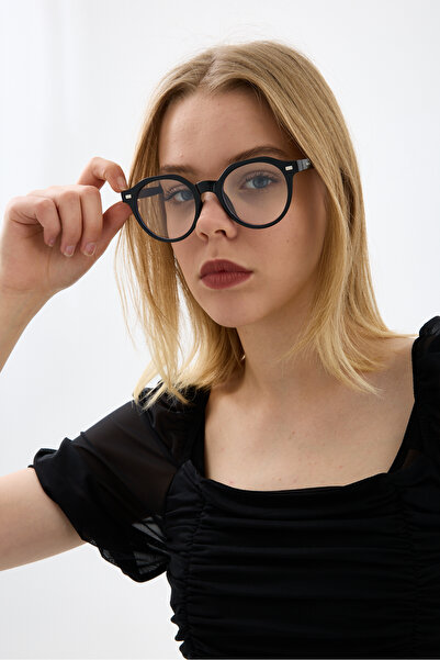 Chunky Frame Pen Unisex Black Framed Blue Block Oval Blue Light Filter Screen...