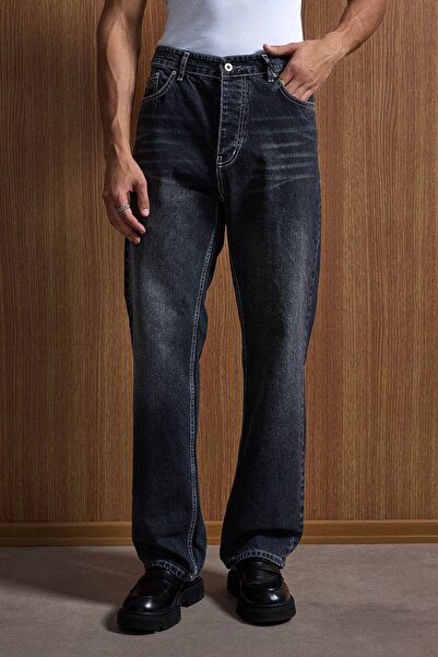 ablukaonline Blugi pentru bărbați, cu croiala largi, negri