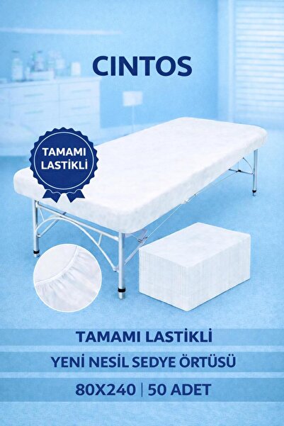 Cintos Sedye Örtüsü 10 GR 50 Adet Tamamı Çift Lastikli Beyaz 80x250 Cm