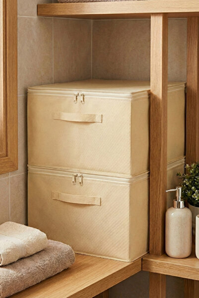 LUXWAY HOME Krem 2'li Set Çok Amaçlı Baza ve Dolap İçi Düzenleyici Kutu Hurç ...