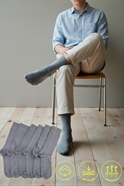 Esinti 6 أزواج من الجوارب القطنية الكلاسيكية للرجال، جوارب قطنية طويلة للرجال