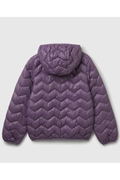 United Colors of Benetton Kız Çocuk Mor Simli Logo Detaylı Kapüşonlu Mevsimli...