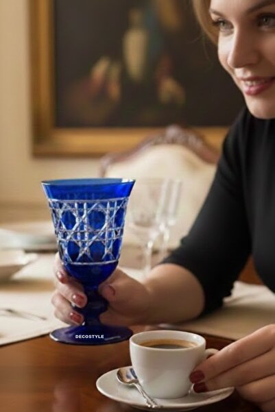 DECOSTYLE GLORIA El Kesmesi Kadeh Bardak 200 ml - Tekli Özel Yapım Kahve Yanı...
