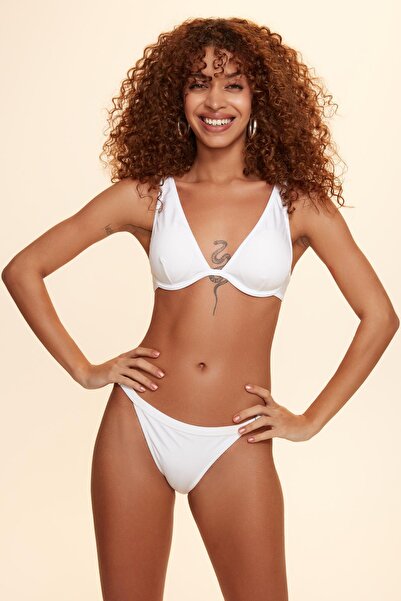 No Gossip Maggie Balenli Uzun Üçgen Bikini Tek Üst Beyaz 229111