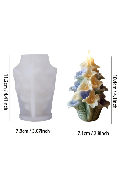 Choice GJ-089 Rose tree candle mold, elegant white flower design, suitable fo...