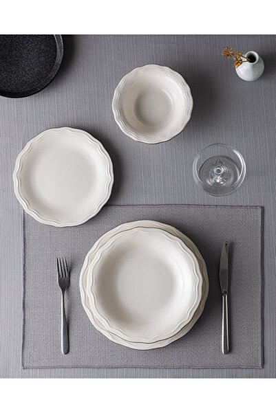 Madame Coco Viola 6 Kişilik 24 Parça Yemek Takımı - Beyaz/Silver