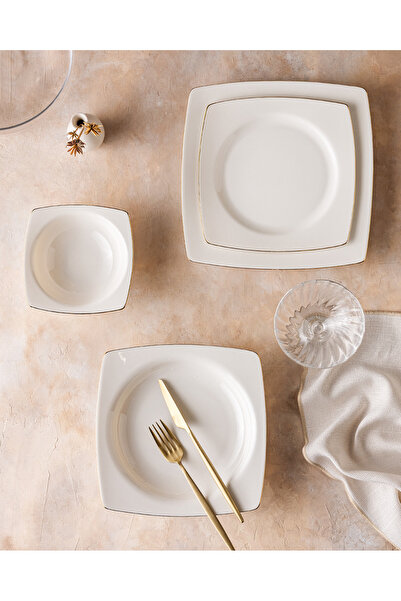 Madame Coco Nova 6 Kişilik 24 Parça Yemek Takımı - Beyaz/Gold