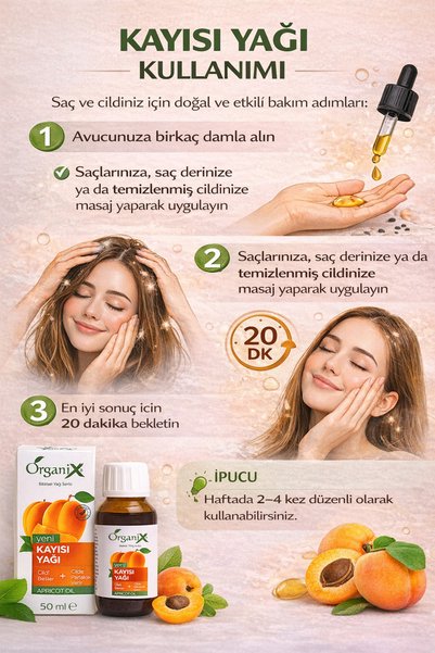 Organix زيت المشمش المعصور على البارد 50 مل - مرطب طبيعي 100%، زيت للعناية بالوجه والجسم والشعر، فيتامين أ وهـ