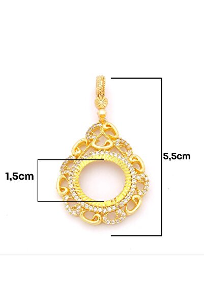 FerizZ Çeyrek Çerçeveli Kolye Ucu Altın Kaplama TGR-693