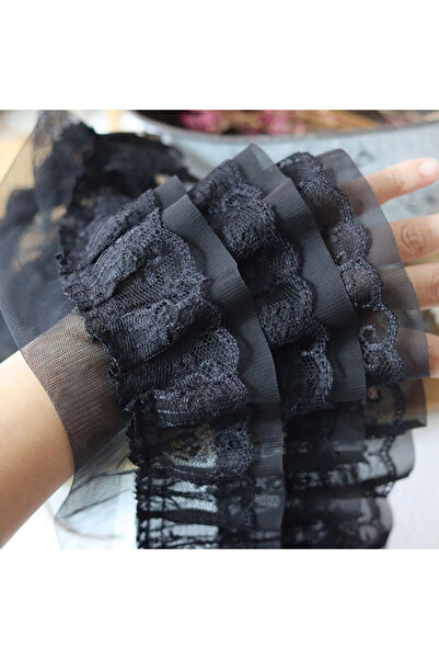 Choice قماش شيفون شبكي ثلاثي الأبعاد مطوي، أبيض وأسود، عرض 12 سم، ثلاث طبقات،...