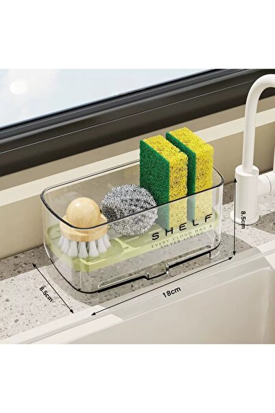 Choice رف إسفنجي أخضر لحوض المطبخ مع رف تصريف وحامل مناشف أطباق، وحدة تخزين ع...
