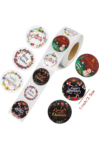 Choice 1inch-500pcs 2 500pcs 1inch Christmas Stickers for Envelope Round Merr...