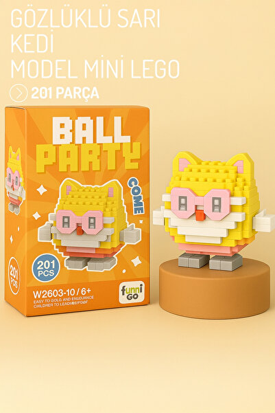 Nandy Home Gözlüklü Sarı Kedi Model Karakter Figürü 3D Yapı Oyuncakları