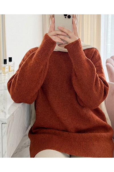 Modamorfo Half-Throated Soft Casual Knit Sweater -Tile