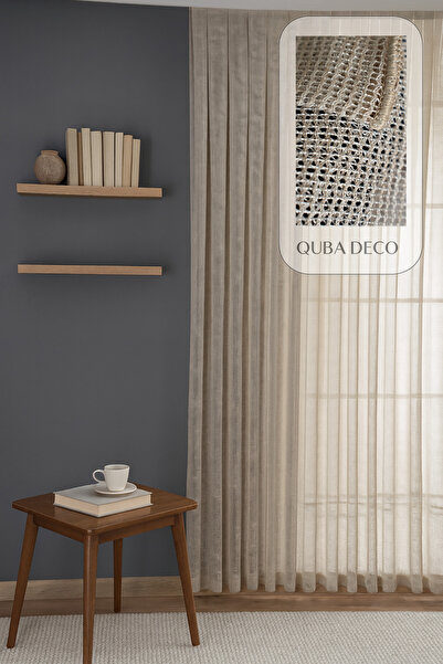 QUBA DECO Premium Seri Yoğun Dokulu Pileli Tül Perde Salon Oturma Odası Yatak...