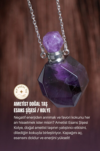 Alp Doğal Taş Sertifikalı Florit Doğal Taş Esans Şişesi / Kolye