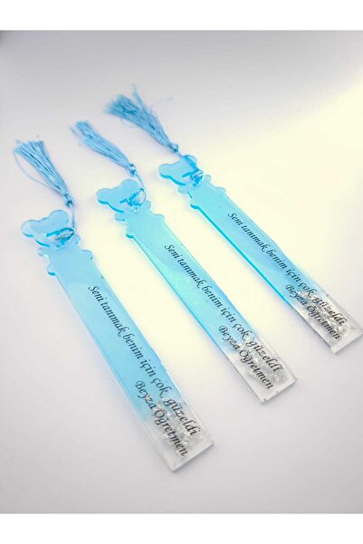 Demet Art Studio Reçineye Hayat Veriyoruz فاصل كتب على شكل دمية دب باللون الأ...