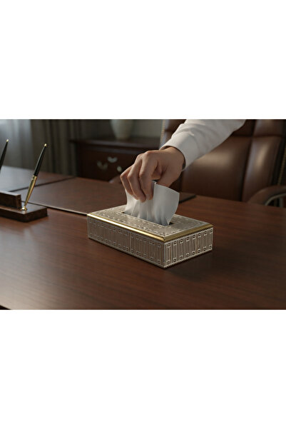 Generic Gold and white acrylic tissue box