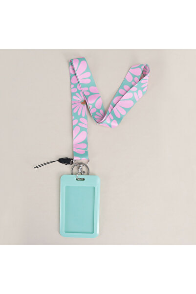 Choice حامل بطاقة هوية على شكل زهرة الأقحوان الخضراء والوردية، حزام للرقبة لل...