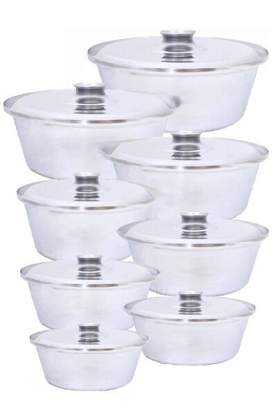 saif Set of 8 Conical Aluminum Pots Size 16/18/20/22/24/26/28/30 cm