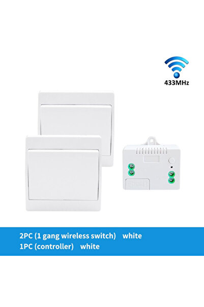 Choice مفتاح لاسلكي أبيض أحادي المخرج 2-1 يعمل بالطاقة الذاتية، مقاوم للماء ب...