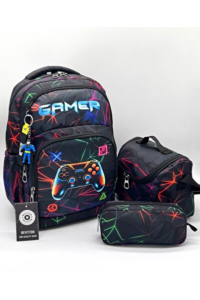 Bevitton Children's First School Bag Black Set of 3 Primary School Bag Charac...