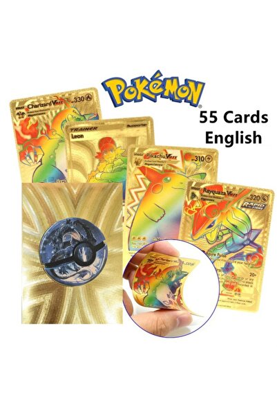 Choice Gold New 55pcs/box Pokemon Card Vmax GX EX Rainbow Gold Black Silver M...