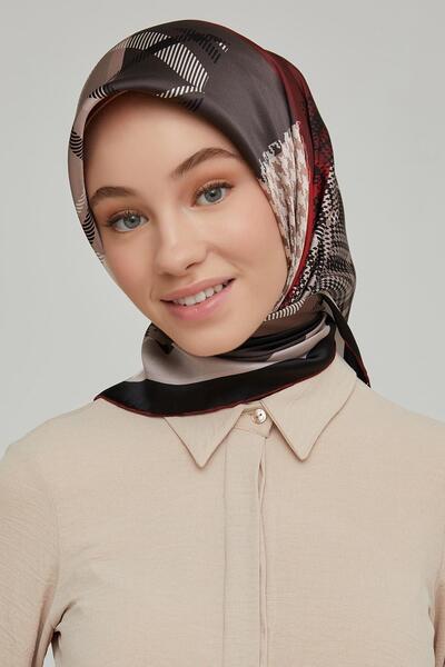 Armine Silk Scarf Nostalgia - 8620-04 Black Burgundy Twill