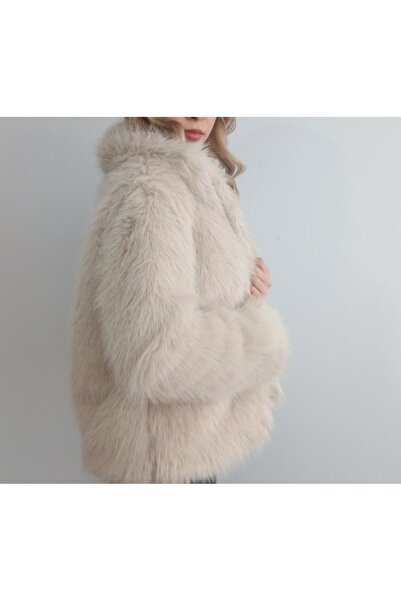 LEVURE Yumuşak Dokunuşlu Suni Taş Rengi Kürk