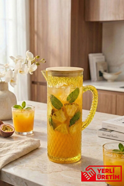 GUGGA Crysta 1.5 L Akrilik Plastik Sürahi – Vakumlu Bambu Kapaklı, Şeffaf Des...