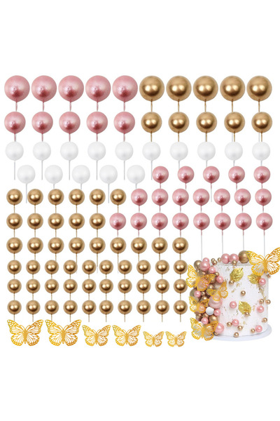 Choice ١٠٩ قطعة من كرات تزيين الكيك باللون الذهبي الوردي، بالونات لتزيين الكب...