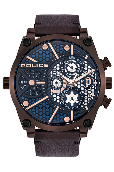 Police Ανδρικό ρολόι PL15381JSBZ.03, χαλαζία, 51 mm, 3 ATM