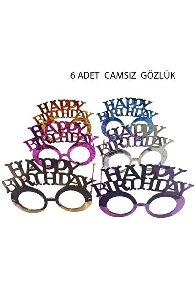 partidolu Camsız Happy Birthday Yazılı Parti Gözlüğü Yetişkin Uyumlu 6 Renk 6...