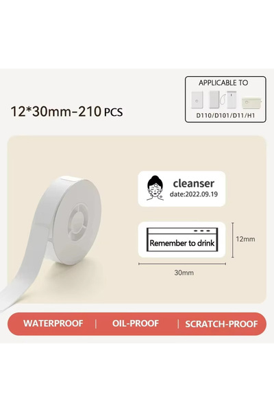 Choice لفة واحدة من ملصقات Niimbot D110 مقاس 12×30 مم، بيضاء اللون، مقاومة لل...