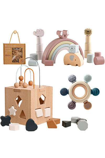 Gras ON Jucarie educativa Montessori din lemn, forme geometrice, bebelusi/cop...