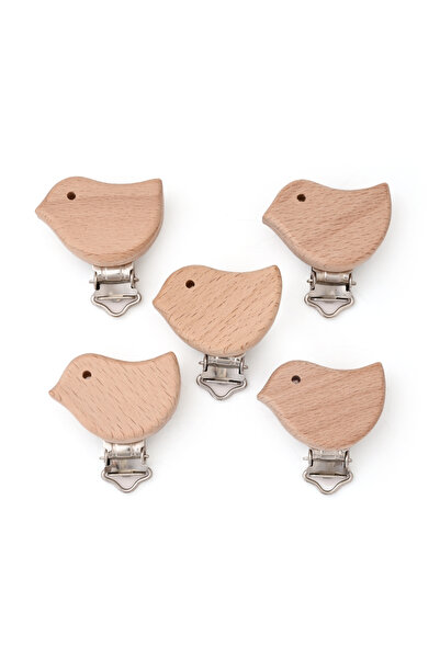 Choice Style4 5Pcs Wooden Pacifier Clip Food Grade Natural Beech DIY Soother ...